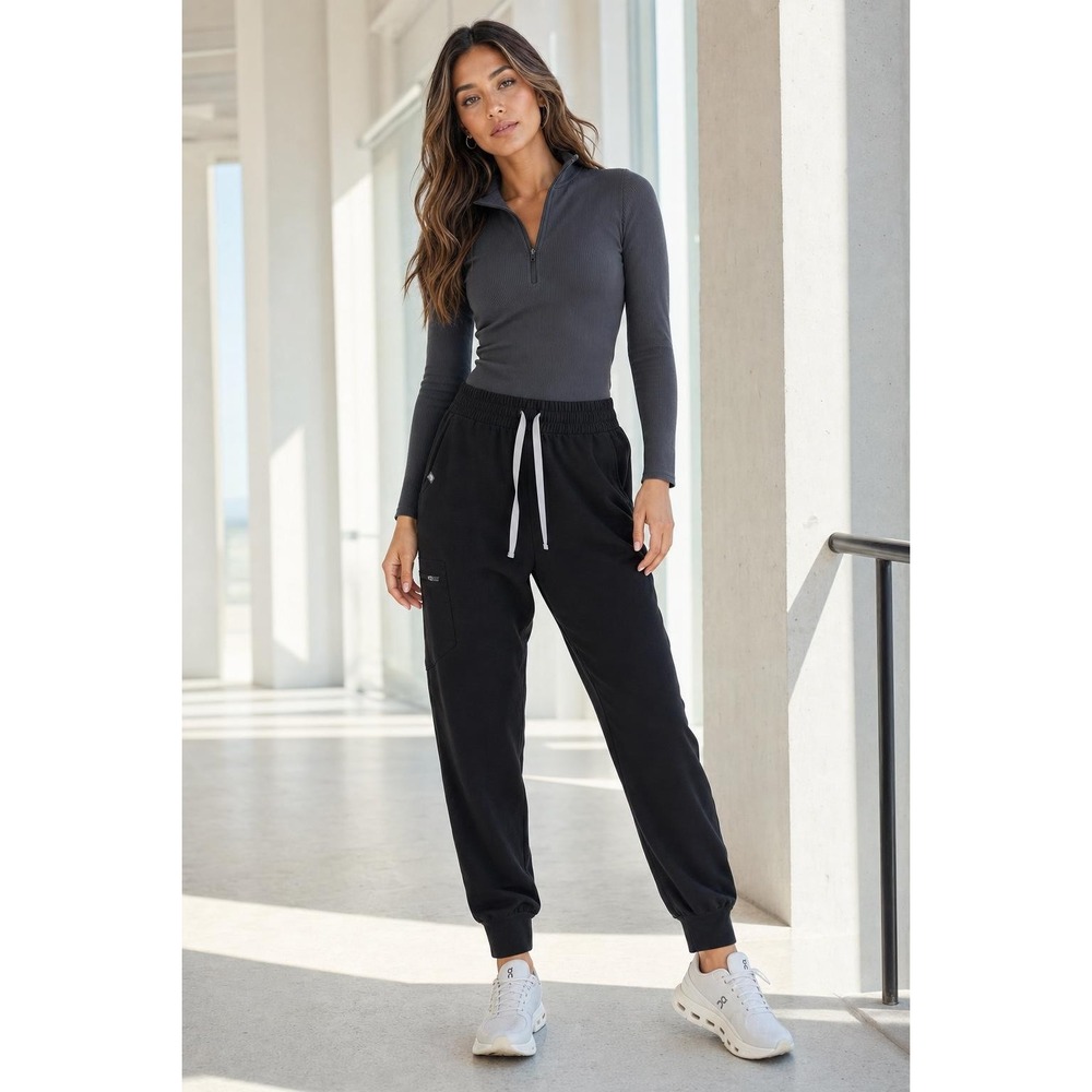 Figs Technical Collection Jogger Scrub Pants Womens M/P Black Healthcare Uniform